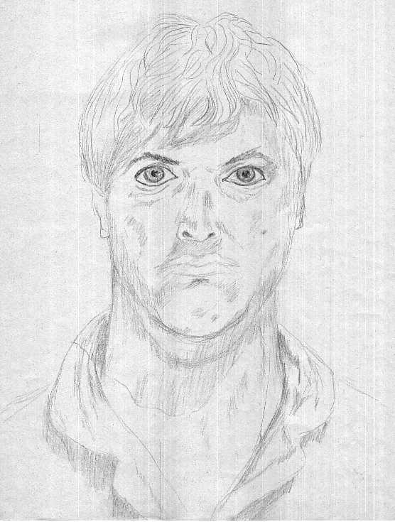 Pencil drawing self-portrait, c. 1985